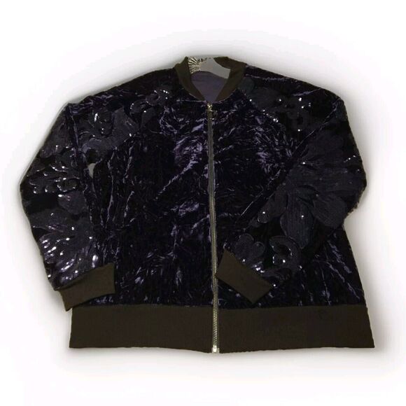 Loveriche Velvet With Embroidered Bedazzle Arm Sleeves Jacket Size Medium - Picture 1 of 8